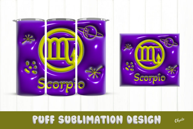 20 OZ Tumbler Zodiac. 3D Inflated Tumbler Wrap. Scorpio PNG Sublimation Olga Terlyanskaya 