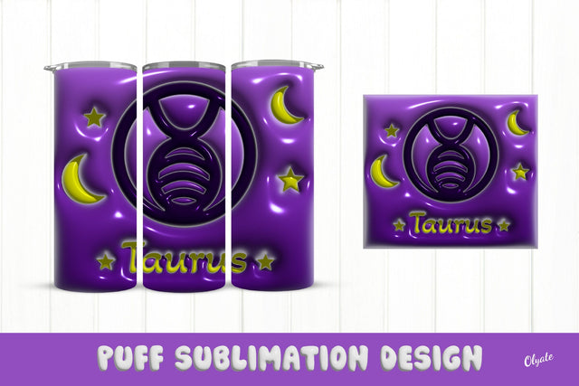 20 OZ Tumbler Zodiac. 3D Inflated Tumbler Wrap. Taurus Sublimation Olga Terlyanskaya 