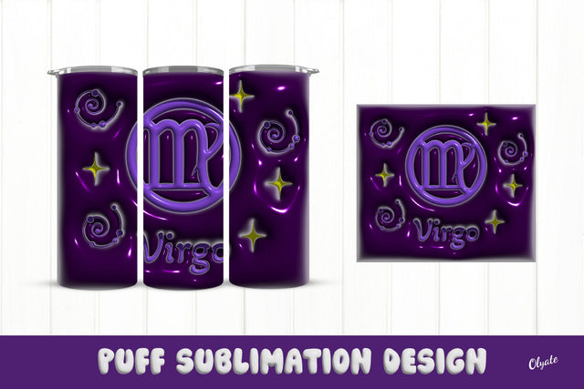 20 OZ Tumbler Zodiac. 3D Inflated Tumbler Wrap. Virgo PNG Sublimation Olga Terlyanskaya 