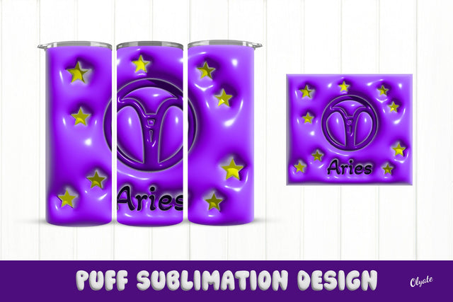 20 OZ Tumbler Zodiac. 3D Inflated Tumbler Wrap.Aries Sublimation Olga Terlyanskaya 