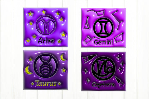 20 OZ Tumbler Zodiac Bundle. 3D Inflated Tumbler Wrap PNG Sublimation Olga Terlyanskaya 