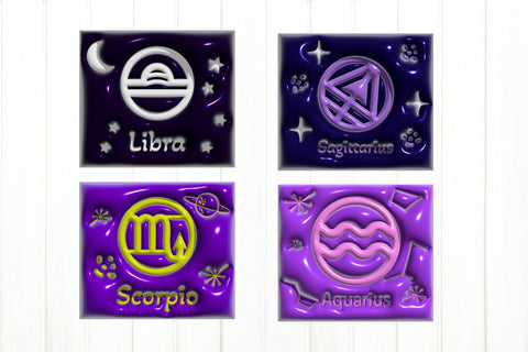 20 OZ Tumbler Zodiac Bundle. 3D Inflated Tumbler Wrap PNG Sublimation Olga Terlyanskaya 