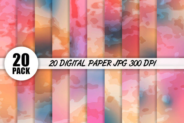 20 Pack Textures Digital Paper camouflage gradient color background Digital Pattern artnoy 