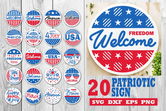 20 Patriotic Sign, 4th of July svg, dxf, eps, png SVG dadan_pm 