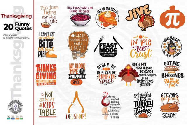 20 Quirky Thanksgiving Quotes SVG AfterTenDesign 