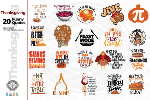 20 Quirky Thanksgiving Quotes SVG AfterTenDesign 