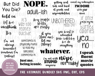 20 sarcastic svg bundle, funny svg quotes, funny sarcastic svg sayings, svg bundles, sarcastic png clipart, sarcastic funny quotes bundle, SVG WildOakSVG 