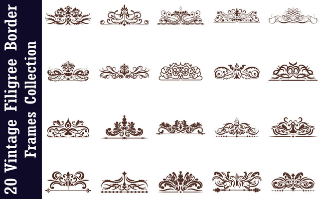 20 Vintage filigree Border Frames & Corners SVG naemmiah021 