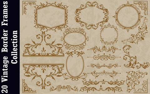 20 Vintage Victorian Border Frames Collection SVG naemmiah021 