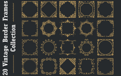 20 Vintage Victorian Golden Border Frames Collection SVG naemmiah021 