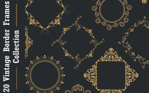 20 Vintage Victorian Golden Border Frames Collection SVG naemmiah021 