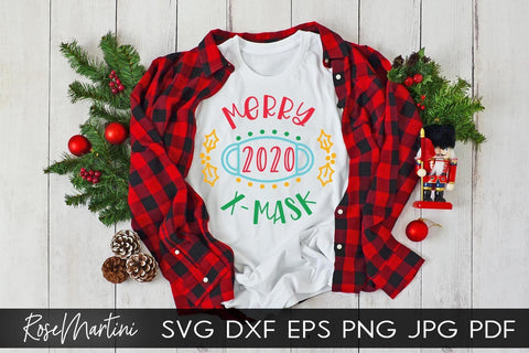 2020 Christmas Ornaments Merry X - Mask SVG file for cutting machines Cricut Silhouette SVG PNG Christmas Commemorative SVG RoseMartiniDesigns 