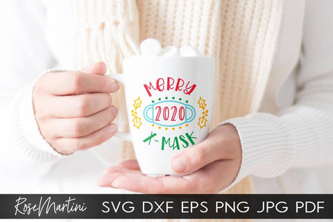 2020 Christmas Ornaments Merry X - Mask SVG file for cutting machines Cricut Silhouette SVG PNG Christmas Commemorative SVG RoseMartiniDesigns 