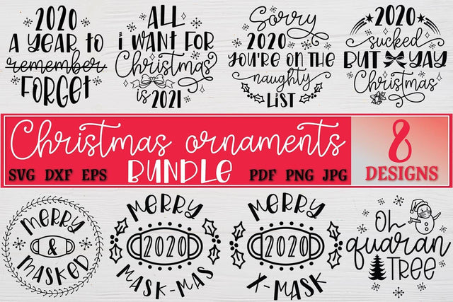 2020 Christmas Ornaments SVG Bundle files for cutting machines Cricut Silhouette SVG PNG Christmas Commemorative SVG RoseMartiniDesigns 
