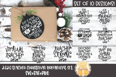 2020 Christmas Teacher Ornament Bundle | Christmas SVG for Wood Rounds SVG Cheese Toast Digitals 