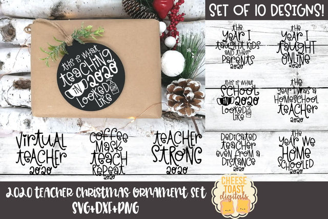 2020 Christmas Teacher Ornament Bundle | Christmas SVG for Wood Rounds SVG Cheese Toast Digitals 