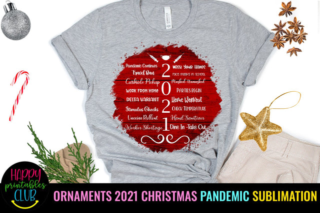 2021 Christmas Ornament Sublimation- Pandemic Ornament 2021 Sublimation Happy Printables Club 