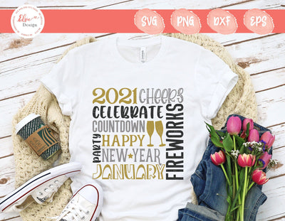 2021 New Year Subway Art - SVG, PNG, DXF, EPS SVG Elsie Loves Design 