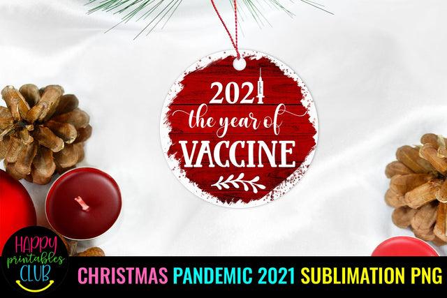 2021 Year of Vaccine Christmas Ornament Sublimation-Pandemic Sublimation Happy Printables Club 