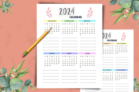 2022, 2023, 2024 Calendar, Agenda Digital Pattern FloridPrintables 