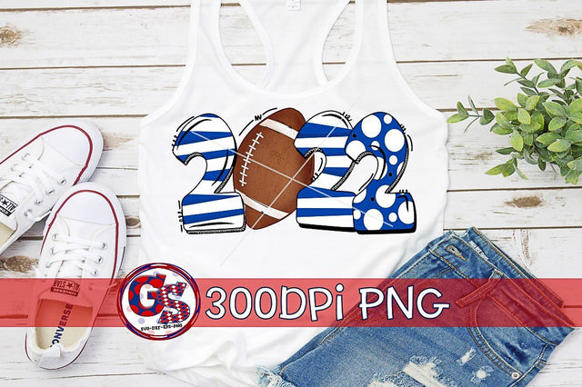2022 Senior Football Royal Blue PNG for Sublimation Sublimation Greedy Stitches 