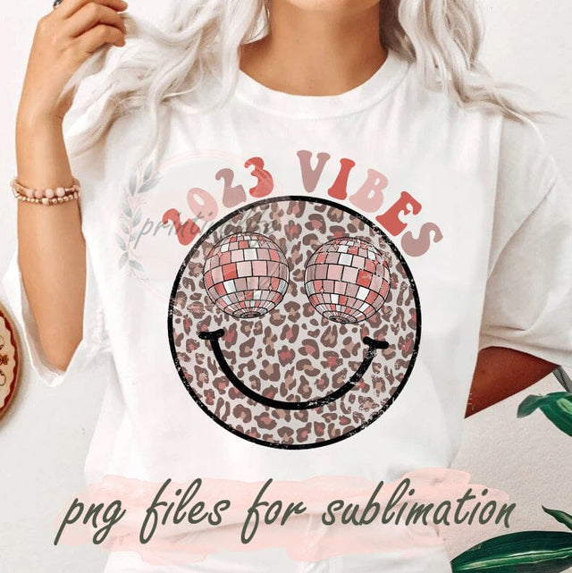 2023 Vibes Png, Smiley Leopard Disco Png, New Year Sublimation Png, Groovy Disco Design Png, Happy New Year Png, Digital Download Sublimation PrintingLife 