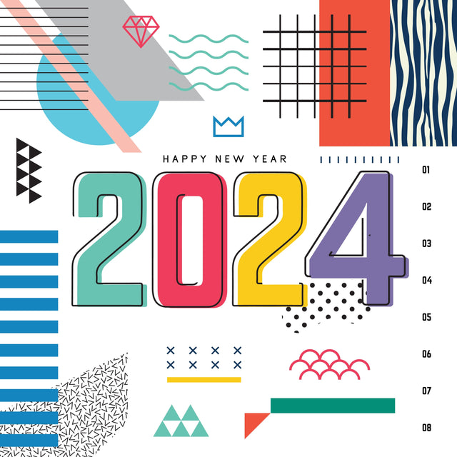 2024 Colorful line style of Happy New Year posters. Abstract design with typography style. Vector logo 2024 for celebration and season decoration, backgrounds for branding, banner, cover, card and social media SVG naemmiah021 