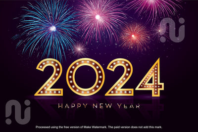 2024 Happy New Year fireworks celebration New Year's card vector black background SVG naemmiah021 