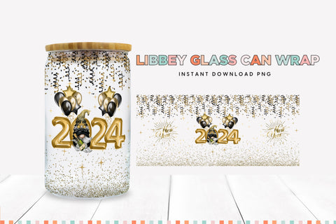 2024 New Year Libbey Can Sublimation Wrap - Party Gnome Sublimation BijouBay 