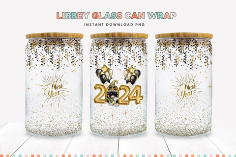2024 New Year Libbey Can Sublimation Wrap - Party Gnome Sublimation BijouBay 