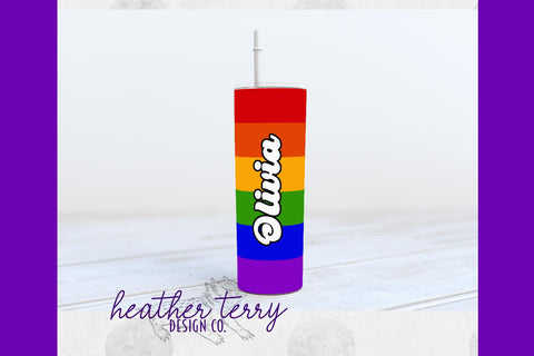 20oz 30oz Straight Skinny Rainbow PNG Tumbler Wraps Sublimation Heather Terry Design Co. 