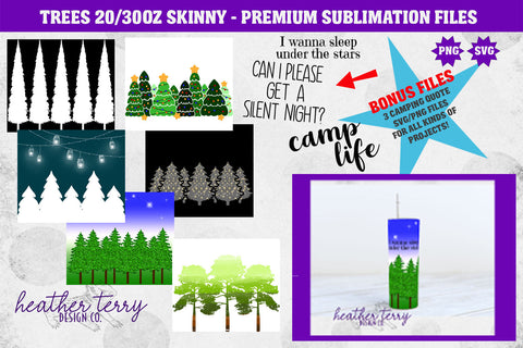 20oz 30oz Straight Skinny Tree Tumbler PNG Sublimation Sublimation Heather Terry Design Co. 