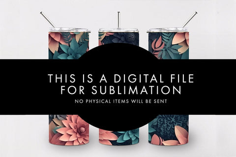 20oz 3D Blush Flower Skinny Tumbler PNG Sublimation Sublimation Freeling Design House 