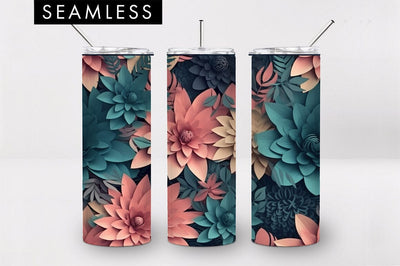 20oz 3D Blush Flower Skinny Tumbler PNG Sublimation Sublimation Freeling Design House 