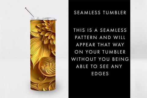 20oz 3D Sunflower Skinny Tumbler PNG Sublimation Sublimation Freeling Design House 