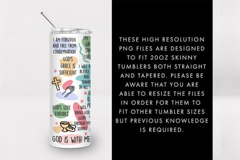 20oz Bible Affirmations Skinny Tumbler SVG PNG SVG Freeling Design House 