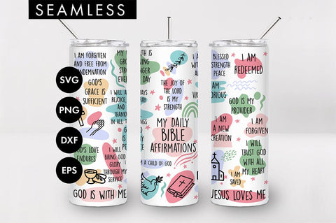 20oz Bible Affirmations Skinny Tumbler SVG PNG SVG Freeling Design House 