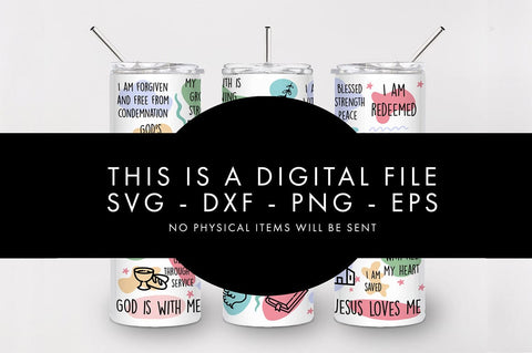 20oz Bible Affirmations Skinny Tumbler SVG PNG SVG Freeling Design House 