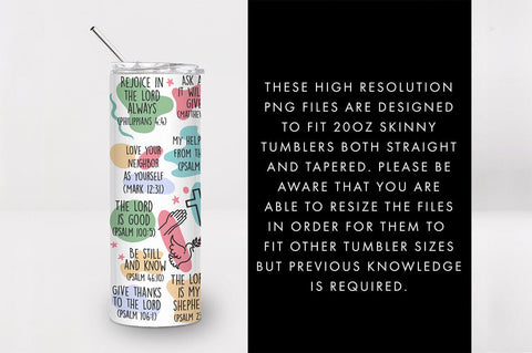 20oz Bible Verse Affirmations Skinny Tumbler SVG PNG SVG Freeling Design House 