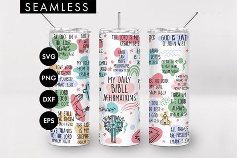 20oz Bible Verse Affirmations Skinny Tumbler SVG PNG SVG Freeling Design House 