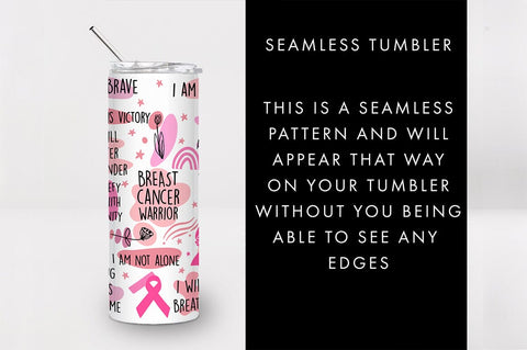 20oz Breast Cancer Affirmations Skinny Tumbler SVG PNG SVG Freeling Design House 