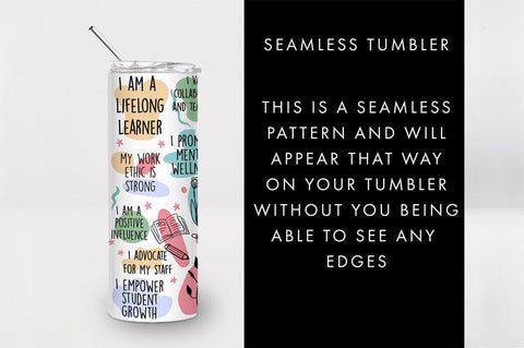 20oz Principal Affirmations Skinny Tumbler SVG PNG SVG Freeling Design House 