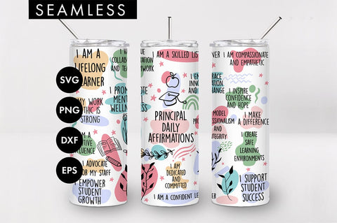 20oz Principal Affirmations Skinny Tumbler SVG PNG SVG Freeling Design House 