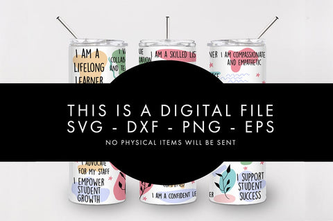 20oz Principal Affirmations Skinny Tumbler SVG PNG SVG Freeling Design House 