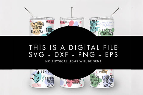 20oz School Counselor Affirmations Skinny Tumbler SVG PNG SVG Freeling Design House 