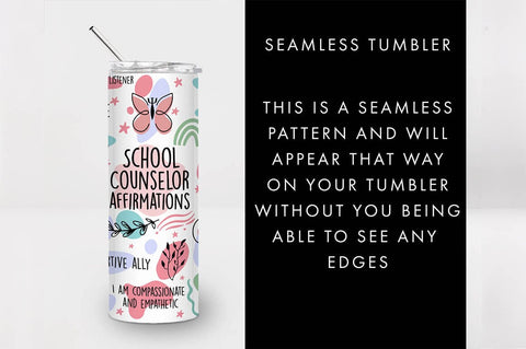 20oz School Counselor Affirmations Skinny Tumbler SVG PNG SVG Freeling Design House 