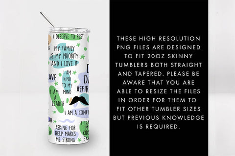 20oz Seamless Dad Affirmations Skinny Tumbler SVG PNG SVG Freeling Design House 
