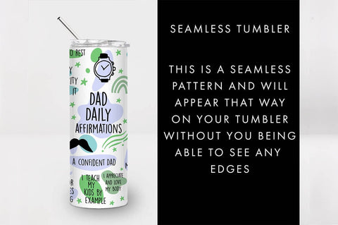 20oz Seamless Dad Affirmations Skinny Tumbler SVG PNG SVG Freeling Design House 