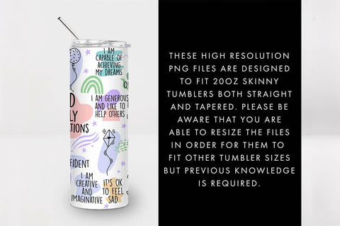 20oz Seamless Kid Affirmations Skinny Tumbler SVG PNG SVG Freeling Design House 