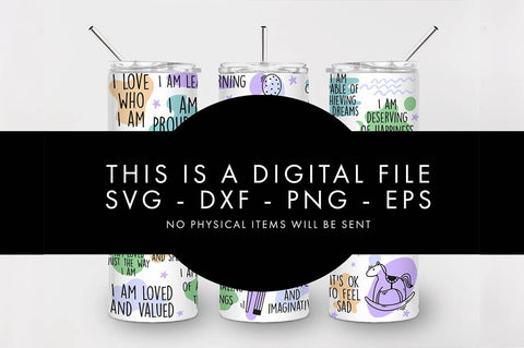 20oz Seamless Kid Affirmations Skinny Tumbler SVG PNG SVG Freeling Design House 